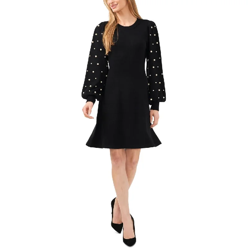 Pocketed Knit TopsWomens Embellished Knit Sweaterdress