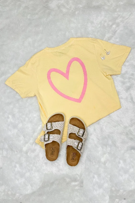 J&J Yellow & Pink Heart Graphic TeeLounge T-Shirts